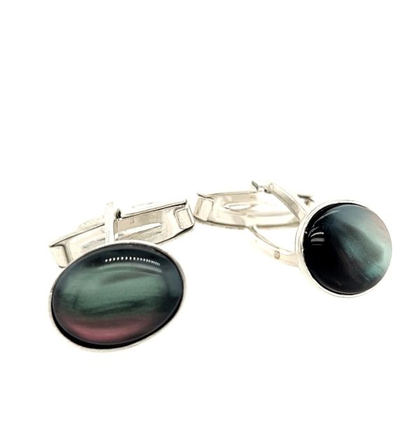 Sé elegante luciendo con orgullo estos gemelos de plata rodiada y nácar de Tahití - exclusividad Poemotu - robustez y refinamiento para hombre