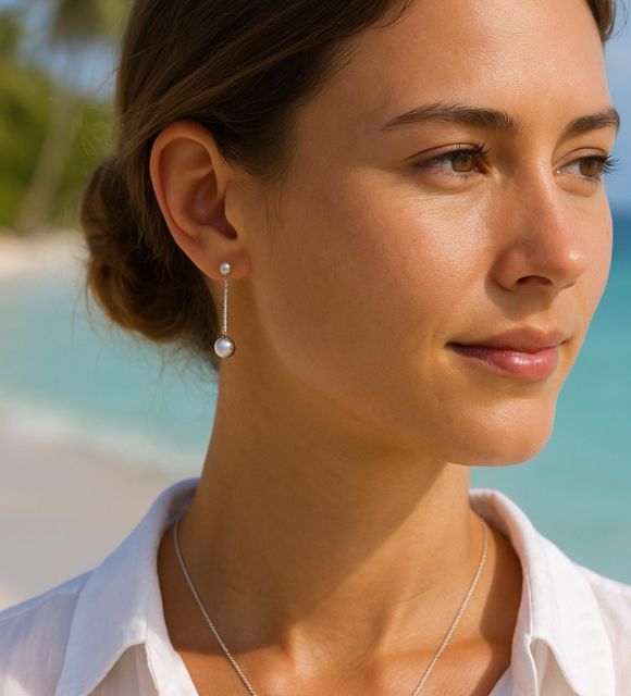 Bijou en perle de Tahiti aux reflets rares et lustre exceptionnel. Certificat d’authenticité et livraison sécurisée – Poemotu