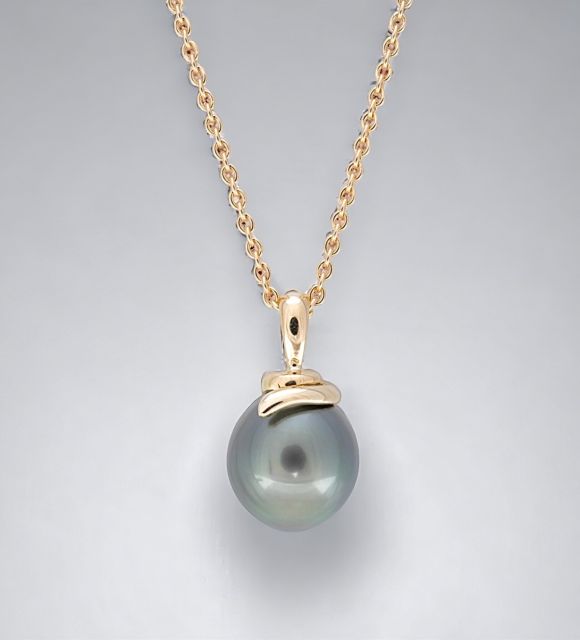 pendentif en or jaune 750/00 perle de culture de tahiti