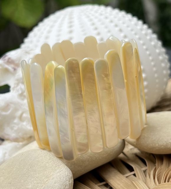 bracelet en Caoutchouc perle de culture de tahiti semi-baroque 9/10 mms