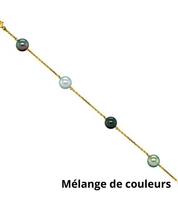 Archipel, le bracelet en or 750/000 et quatre véritables perles de Tahiti aux lustres éclatants - Certifié et Garanti - Poinçon d'état