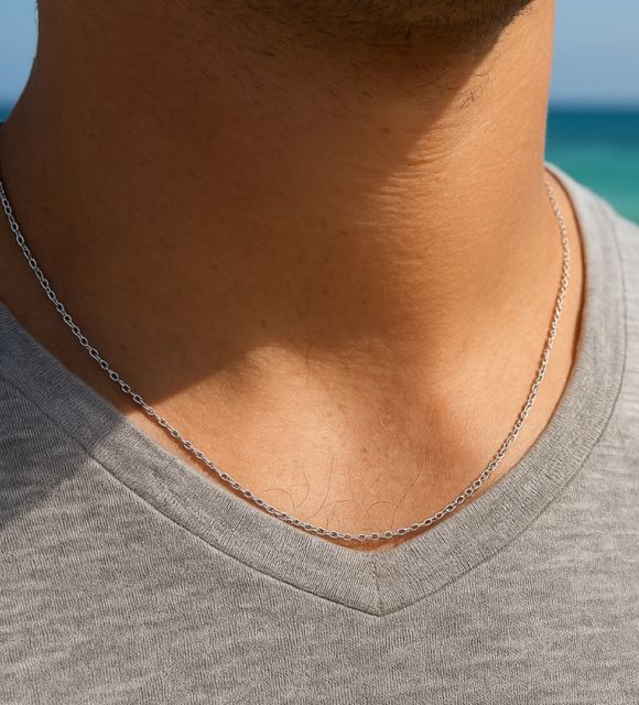 Chaîne en or blanc 18 carats maille forçat 1,70 mm. Élégante et intemporelle, idéale pour pendentif. Livraison sécurisée.