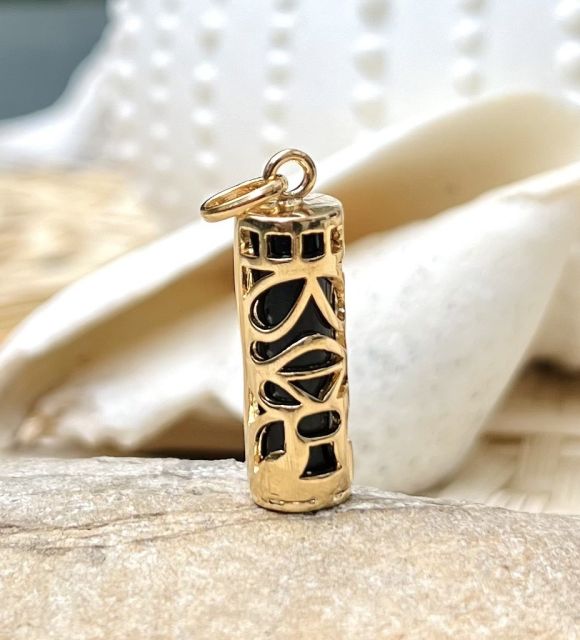 本物のマナの守護者ティキジュエリー - ゴールドメッキとオニキスのティキペンダント - ゴールドの外観を手頃な価格で提供するティキお守り - 満足いただけない場合は返金保証