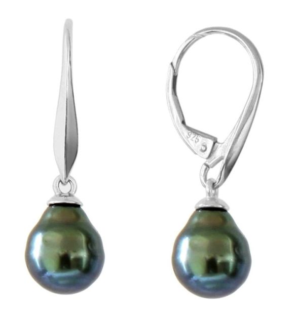 boucles d'oreilles en or 750/00 puces perle de Tahiti