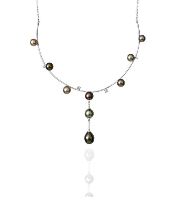 Collier en argent 925/00 rhodié et perles de Tahiti aux nuances foncées, claires ou mélangées au choix - Livraison gratuite - Certificat GIA