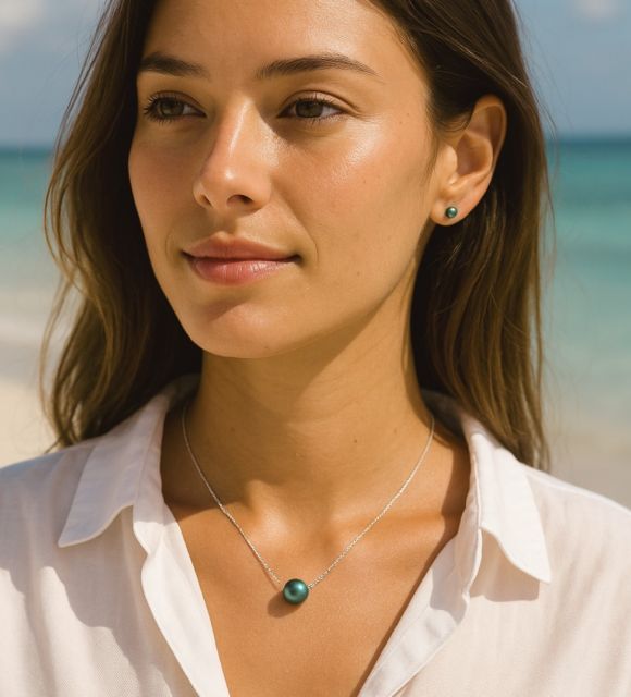 Bijou en perle de Tahiti aux reflets rares et lustre exceptionnel. Certificat d’authenticité et livraison sécurisée – Poemotu